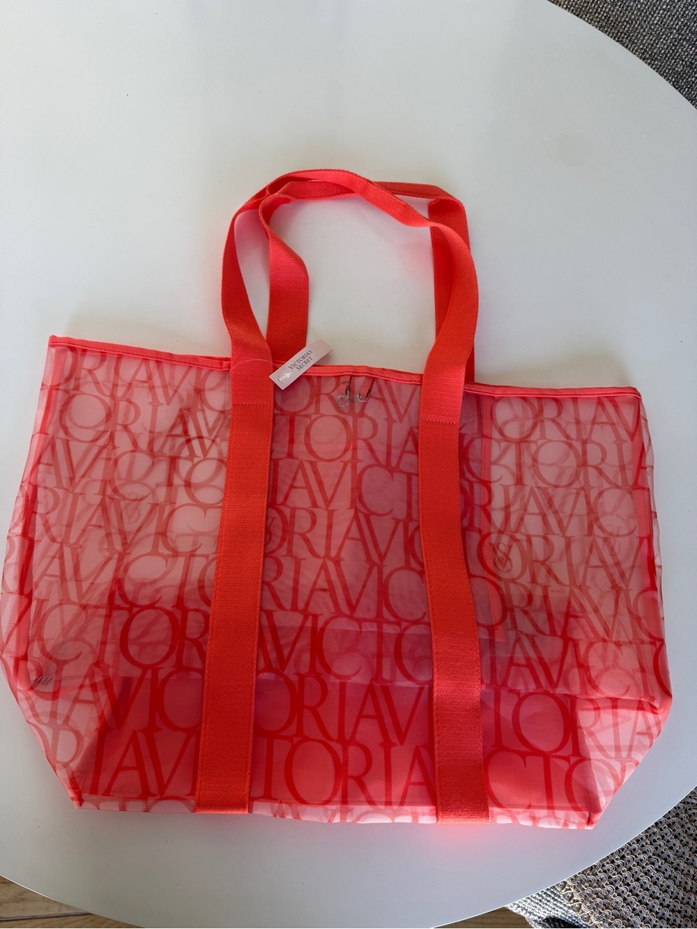 Victoria's Secret Coral Red Logo Tote